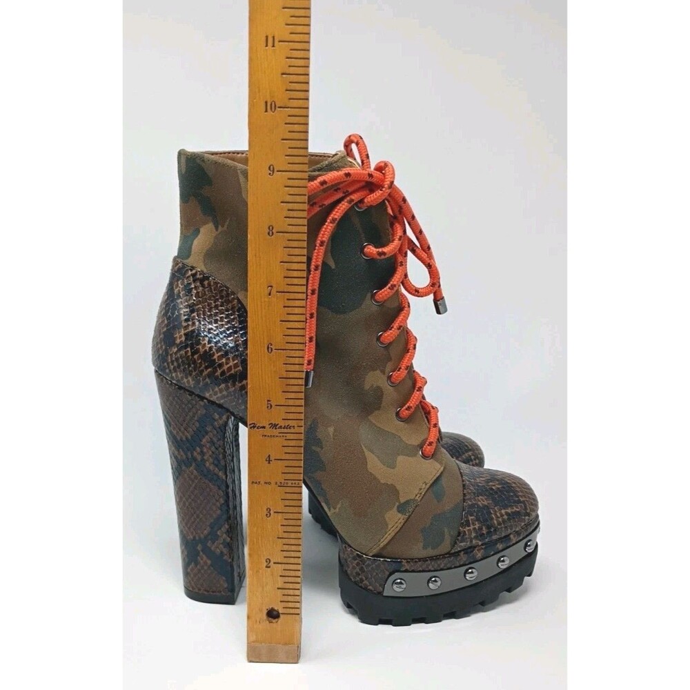 Jessica Simpson Irella Platform Camo Combat Boot Size 7M Orange Laces - Picture 9 of 12